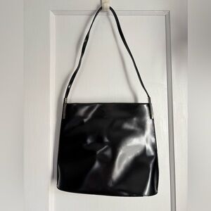 Furla Shining Black Leather Shoulder Bag, Made in Italy